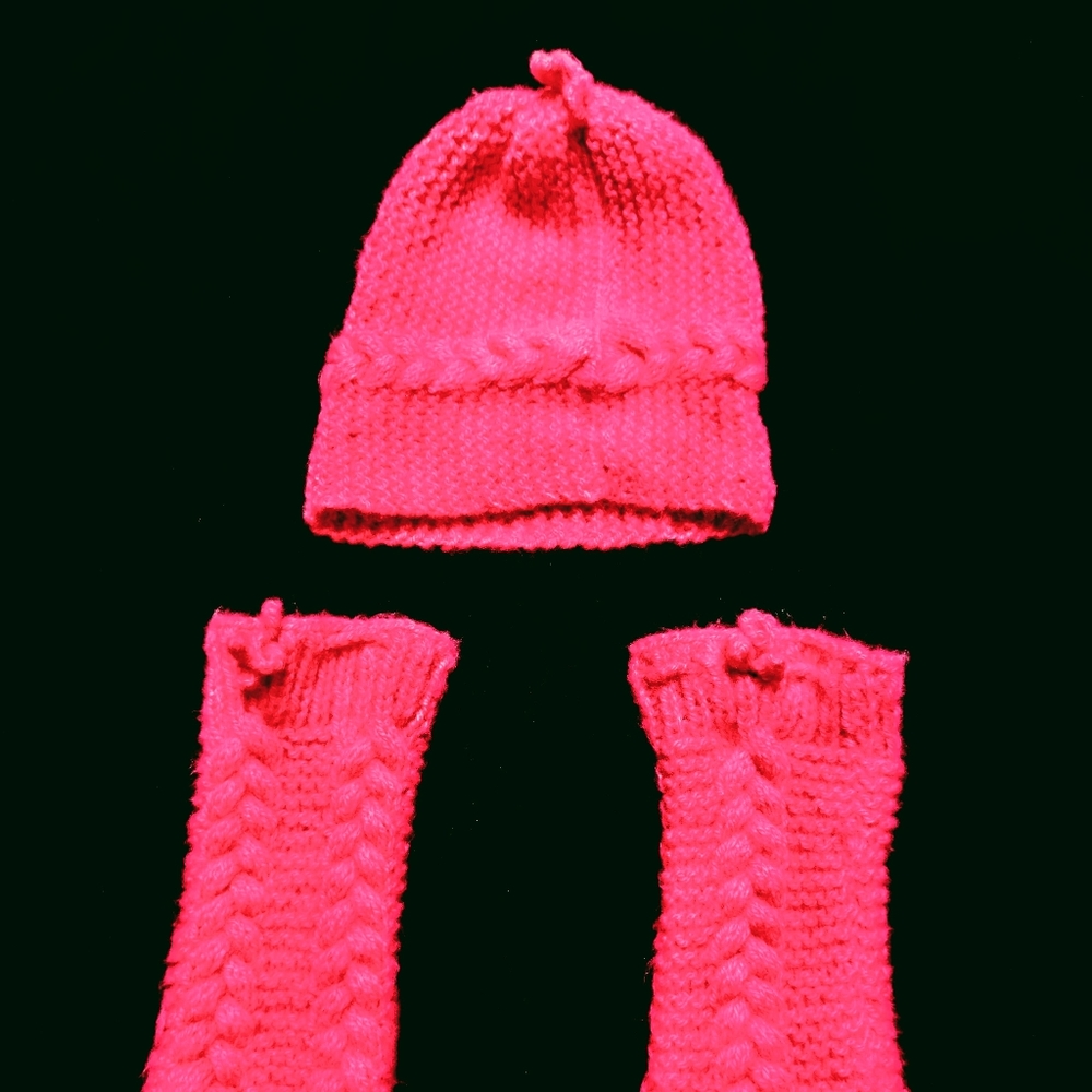 Hot Pink Beanie and Leg Warmer Set